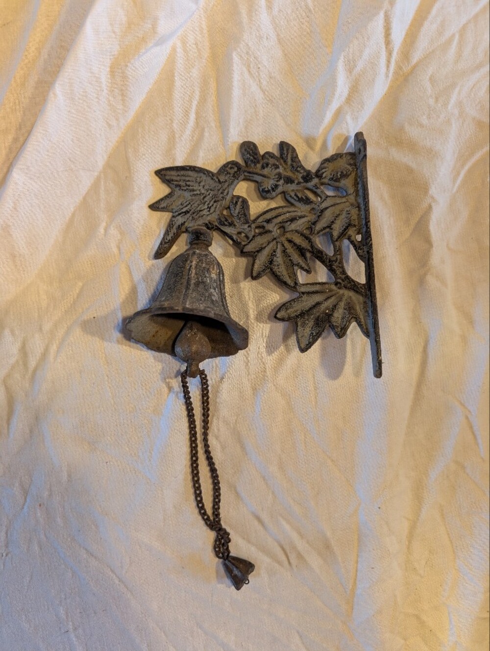 2/100$ Vintage Metal Leaf and hummingbird Bracket Hanging Bell - Brown